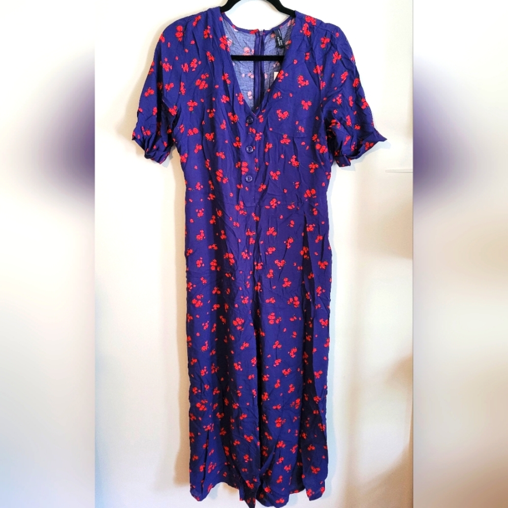 Nobody's Child, from ASOS, size 8, blue with red flower jumpsuit